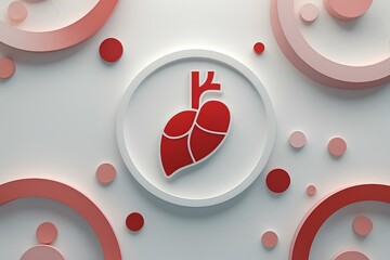 Red blood cells on an abstract background with red circles, a vibrant icon design for love and health