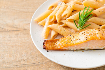 salmon with penne pasta cream sauce