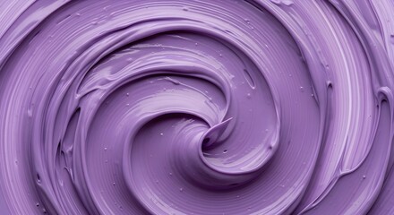Abstract Purple Swirl of Creamy Texture. Vibrant Lilac Paint or Cosmetic Product. Dynamic Circular Movement and Smooth Surface
