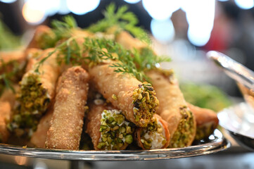 pistachio straws, pastry dough filled with pistachio cream, puff pastry	