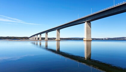 Modern bridge over calm water
