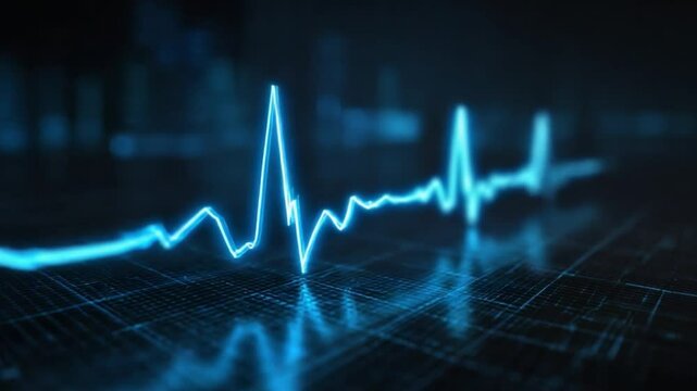 Abstract digital health monitor with fluctuating data lines depicting vital signs in a modern healthcare environment - Powered by Adobe