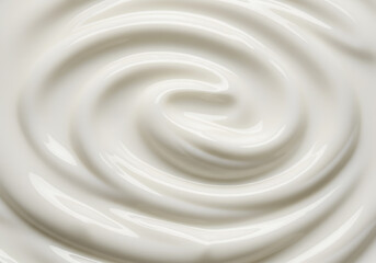 close up of a cream, yogurt texture. White dairy food background.
