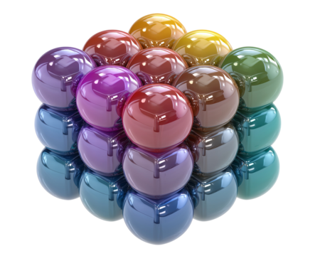 Stack of colorful spherical cube elements