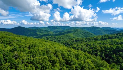 Obraz premium Lush mountain range under a vibrant sky