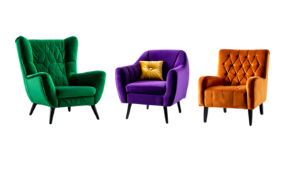 Stylish Velvet Armchairs Green, Purple, Orange Home Decor