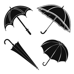 Black umbrella silhouettes open and closed open umbrella closed umbrella