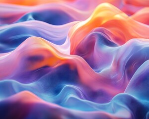 Obraz premium Organic Flowing Linework, Abstract Colorful Waves of Soft Fabric Flowing in Dreamy Hues