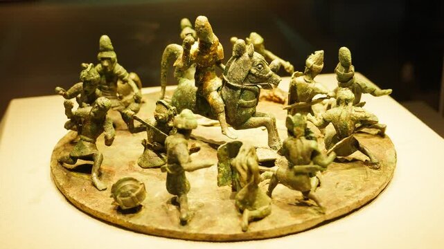 Bronze Sculpture Ancient Ethnic Artifact from Yun Yunnan Provincial Museum&mdash;capturing muscular form, symbolic presence, and the spiritual artistry of ancient regional metallurgy.