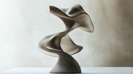 Abstract sculpted form with swirling lines and smooth texture.