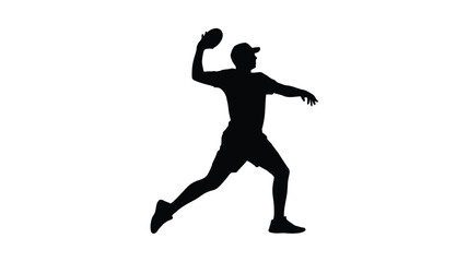 Silhouette of a man in a baseball cap throwing a baseball