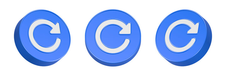 reload icon button 3d rendering