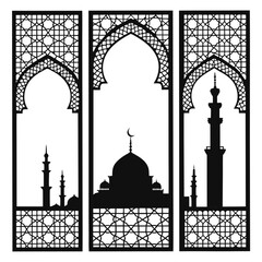 Islamic architectural elements with mosque silhouettes architecture dome © ADOBE