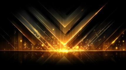 Sparkling Golden Geometric Pattern with Bokeh Dust Effect on Black Background, Ideal for Abstract or Modern Design Projects and Creative Artwork