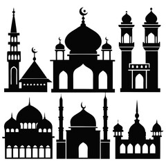 Islamic mosque architectural styles silhouettes architecture dome