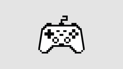 Retro pixel art video game controller icon on a light gray background