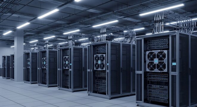 server rack in a data center