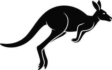 Black kangaroo leaping silhouette marsupial animal