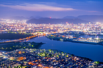 香川県　屋島　獅子の霊巌展望台からの夜景