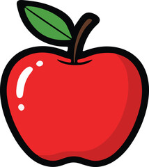 Cartoon Illustration of a Red Apple
