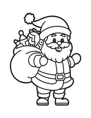Obraz premium Happy Christmas coloring pages, coloring book, black and white, line art, Vector illustration, Christmas printable Coloring Page, winter, holiday, Christmas Art
