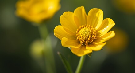 Obraz premium Closeup of a Vibrant Yellow Wildflower in a Green Meadow