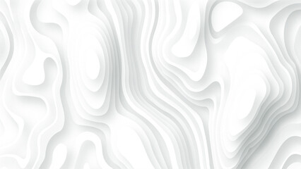 White paper cut decoration textured with wavy layers, Abstract wavy line 3d paper cut white background.