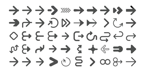 Arrow Set with Different Style on Transparent Background Sign Symbol Icons