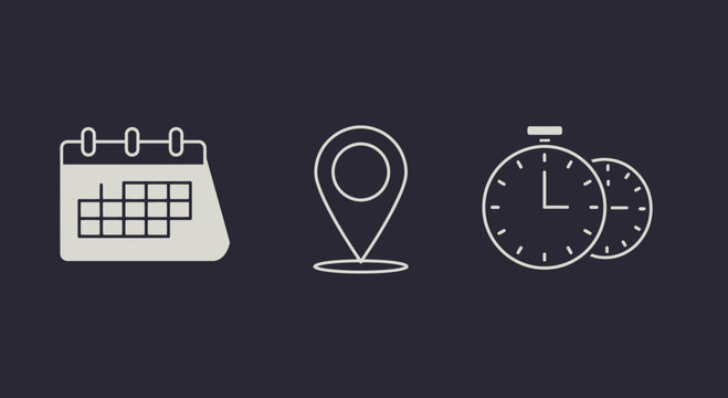 Appointment scheduling icons for reminders location and timing for efficient planning