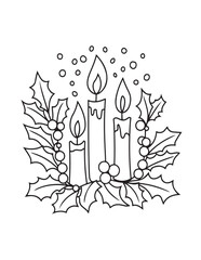 Happy Christmas coloring pages, coloring book, black and white, line art, Vector illustration, Christmas printable Coloring Page, winter, holiday, Christmas Art