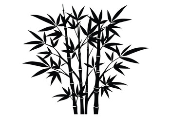Bamboo silhouette vector flat design clipart, natural bamboo plant illustration