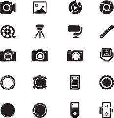 Fototapeta premium Vector art of assortment of photography and videography icons on a transparent background