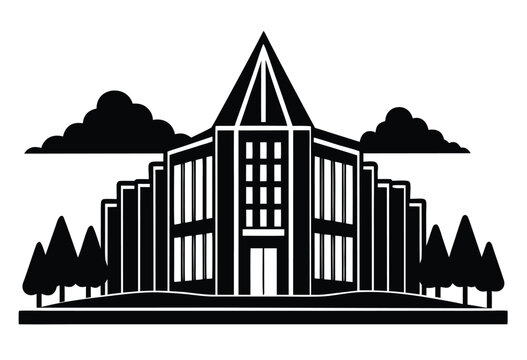Modern Building Silhouette Vector Illustration Flat Design Urban Architecture Art
