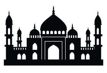 Elegant Mosque Islamic Silhouette Vector Flat Design Illustration