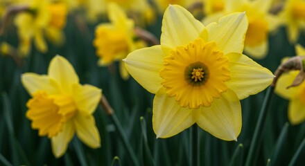 Close-Up of Yellow Daffodils in Full Bloom
