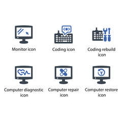 Monitor, Coding, Coding rebuild, Computer diagnostic, Computer repair, Computer restore, icon
