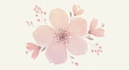 Watercolor Pink Flower Painting Soft Pastel Blossom