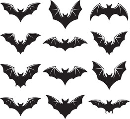 Naklejka premium Spooky Halloween SilhouetteHaunted House Halloween VectorFlying Witch on Broom SilhouetteHalloween Pumpkin SilhouetteCreepy Graveyard Halloween Scene