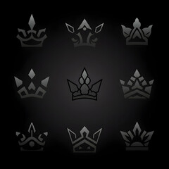 Crown Icons on Dark Background Assorted Designs