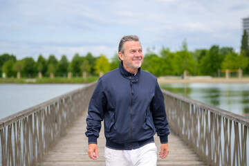 Senior Man Walking Outdoors
