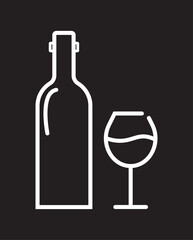 Set of wine bottle with wine glasses vector icons.ine bottle with wine glasses. Alcohol. Bottle and glasses icon set