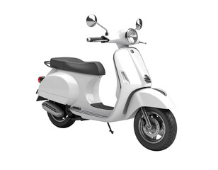 3D white scooter icon isolated on transparent background. PNG