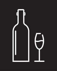 Set of wine bottle with wine glasses vector icons.ine bottle with wine glasses. Alcohol. Bottle and glasses icon set