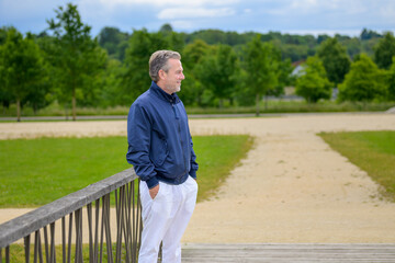 Stylish Mature Man Outdoors Standing
