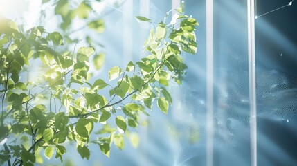 Sunlight streams through window onto vibrant leaves.