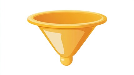 A yellow funnel, simple and cartoonish.  It's a wide, rounded top, narrowing to a pointed bottom