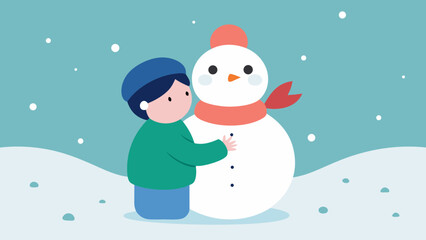 Fototapeta premium Winter Fun Child Building a Snowman, Snowy Day Delight