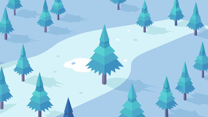 Obraz premium Winter forest landscape with trees vector illustration