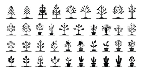 Filled Pine Tree, Garden Plant, Leafy Tree, Solid Cactus, Potted Flower, Black Tree Icon, Mini Plant, Bold Nature Icon, Indoor Pot, Botanical Symbol, Succulent Pot, Bush Plant, Organic Silhouette.