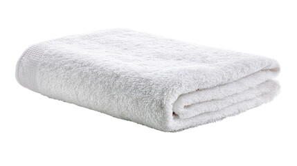 Soft, white towel neatly folded on a white isolate background.
